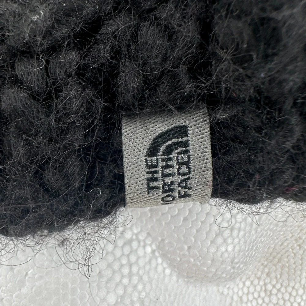 The North Face Beanie Unisex OS Black Cable Knit Wool Blend Fleece Lined Hat